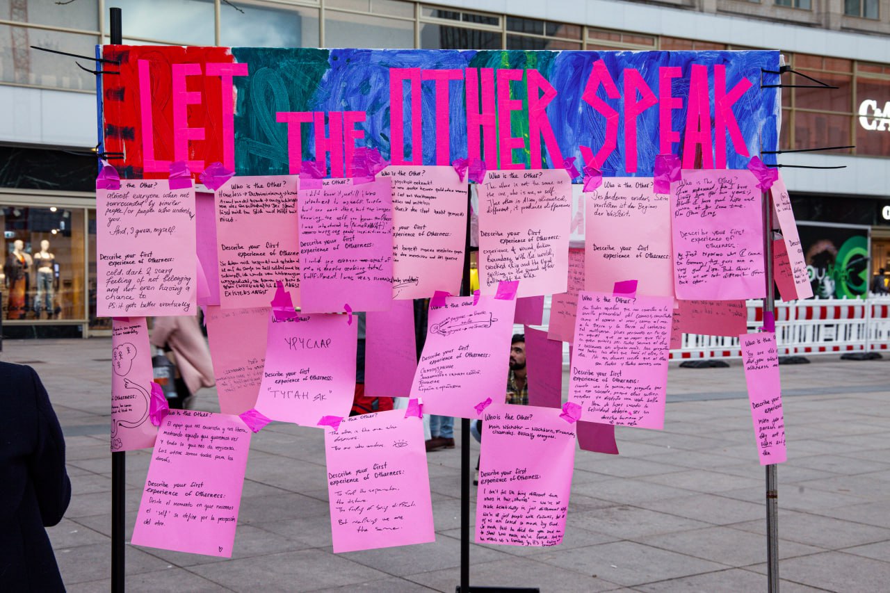Party of the OTHERS participative performance by de_colonialanguage, Open Air Museum of Decoloniality, Berlin, 2024, photo: Denis Esakov