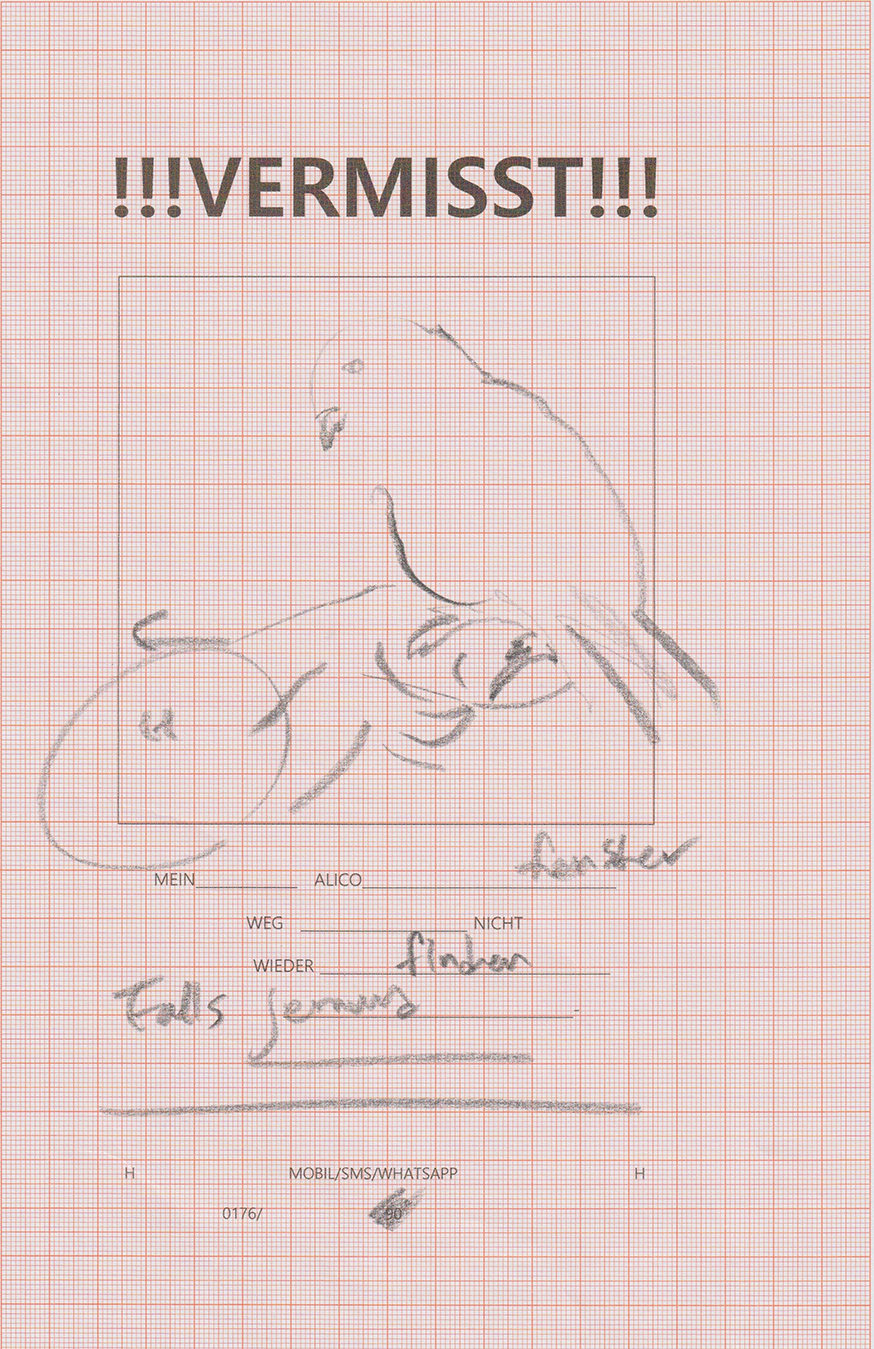 VermisstHye Kyoung Kwon, Drawing, 2024, inkjet print on graph paper, graphite, 29.7 x 21 cm