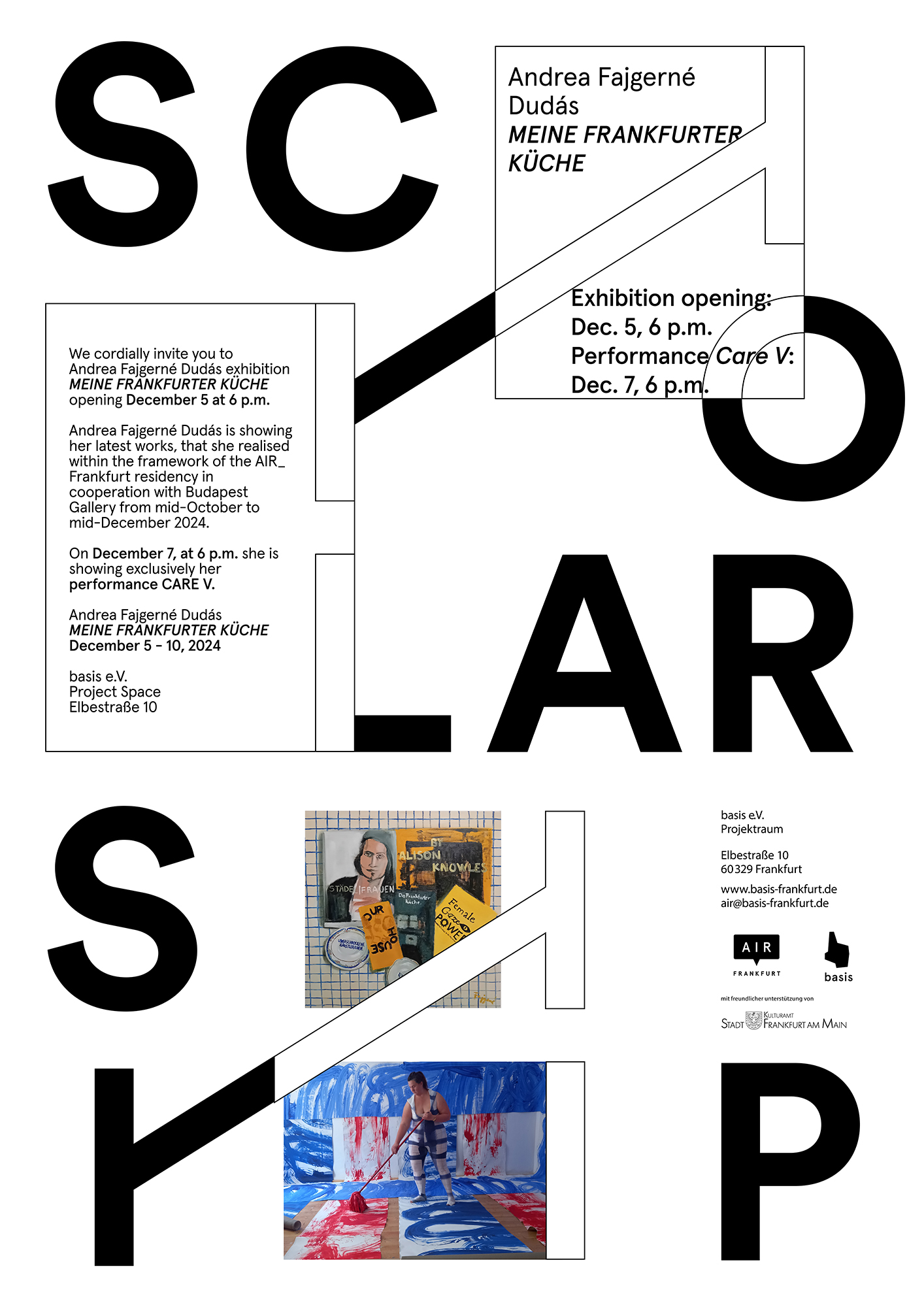 Andrea Fajgerné Dudás, Plakat "MEINE FRANKFURTER KÜCHE", 2023, basis Projektraum, Frankfurt