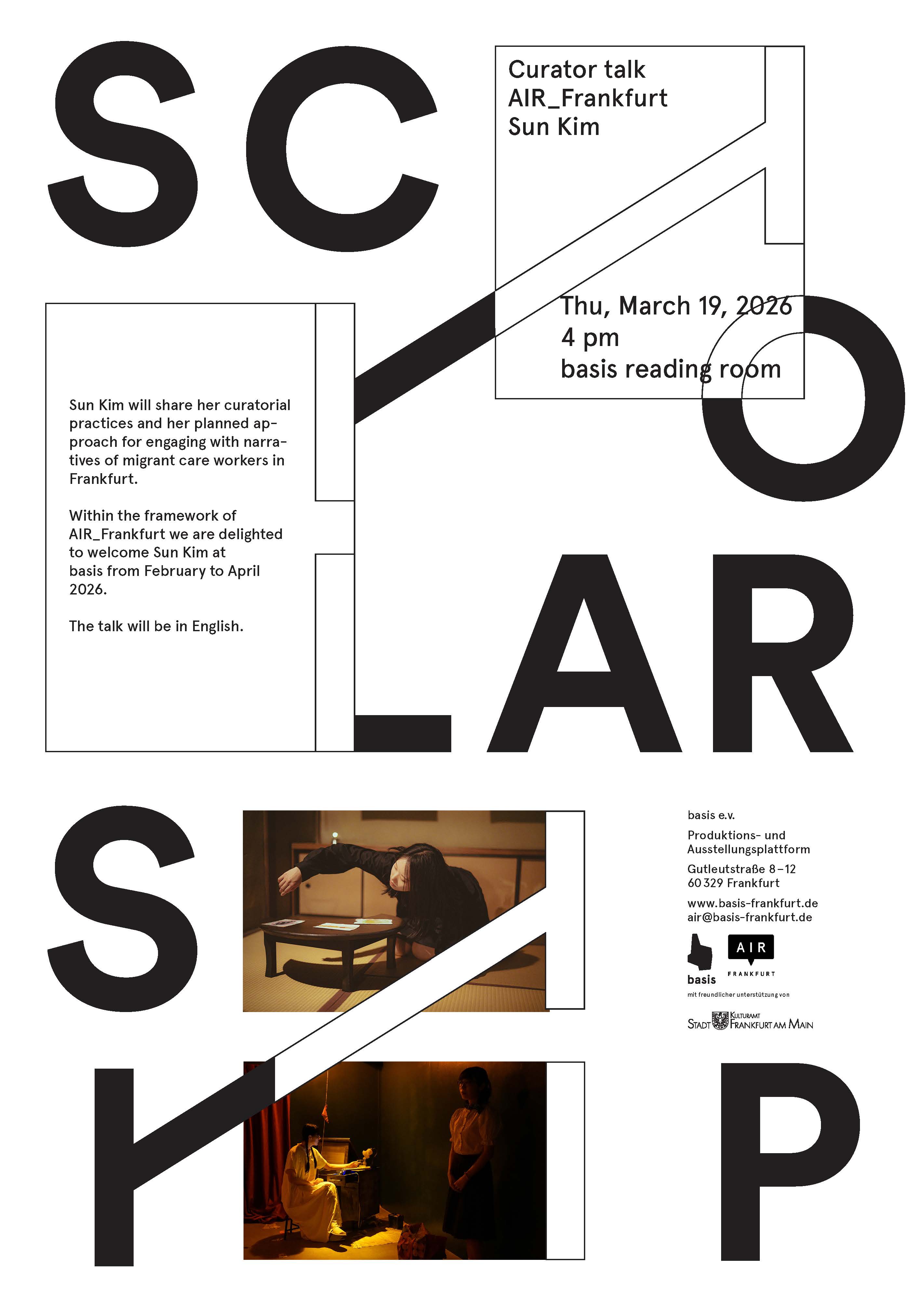 Plakat, Curator Talk with Sun Kim, basis Leseraum, 2026