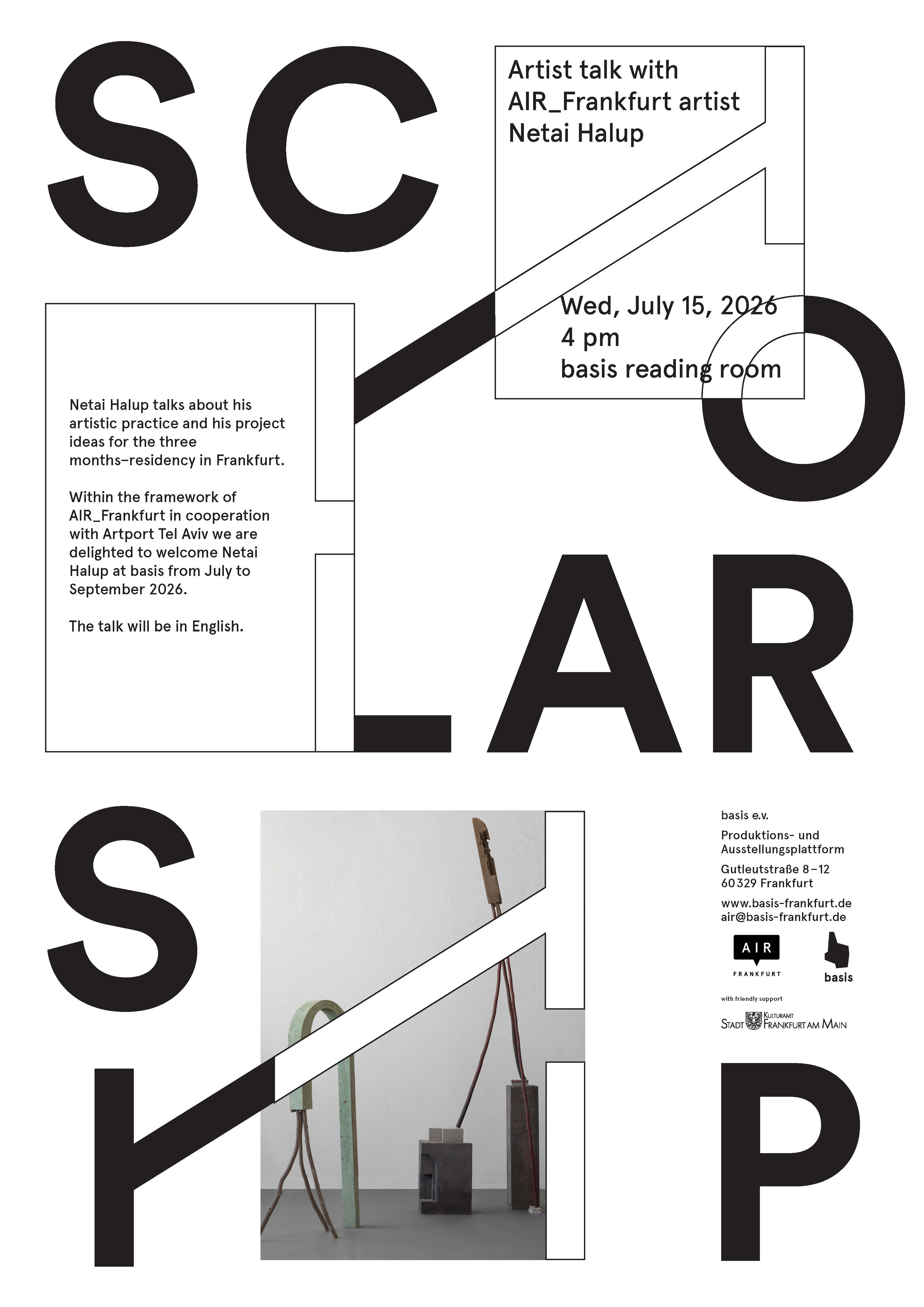 Poster, Artist Talk: Netai Halup, 2026, basis