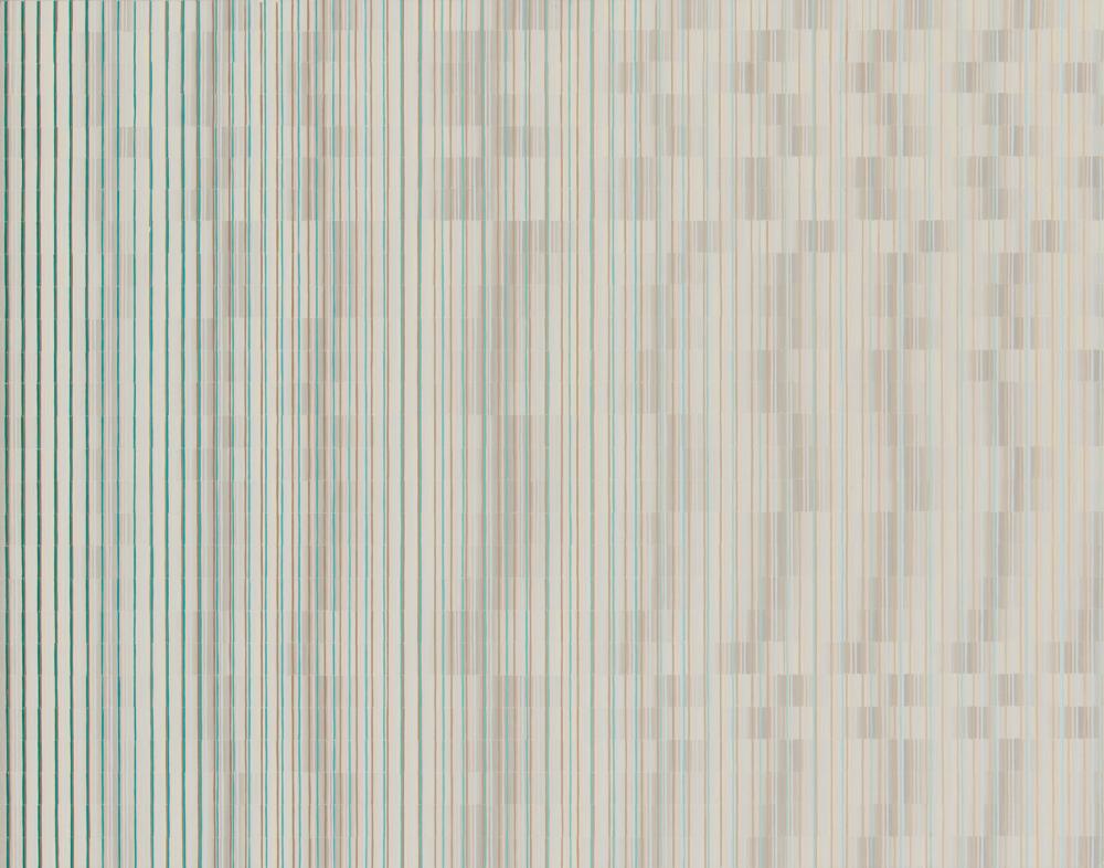 Isabel Albrecht, o.T. (mehrfacher Strichverlauf (grün)), 2007, oil on wood, 70 x 55,5 x 2,5 cm