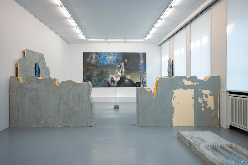 Xiaoshi Qin, Tell me about the midnight sunsets and hidden mountains, 2023, installation, mixed media, photo: Angelika Zinzow, © basis e.V.