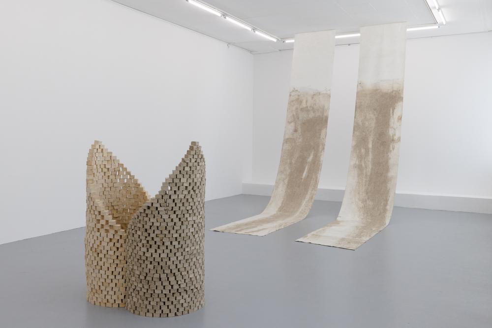 Ella Littwitz, The curse and the blessing (or region bounded by two functions) (Detail), 2021, installation view basis e.V., 2023, Courtesy the artist and alexander levy, Berlin, photo: Bernd Euring