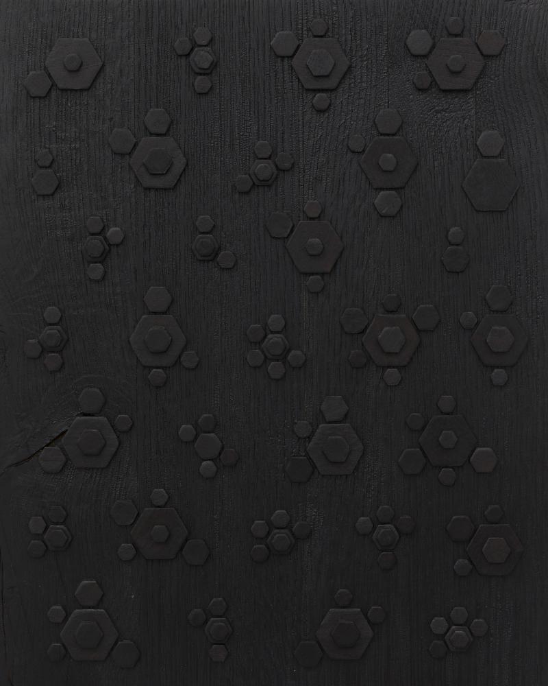 Ivan Murzin, Floral affairs, 2024 Burned Wood (walnut tree), Glue, Varnish, 32,5 x 40 x 5,5 cm