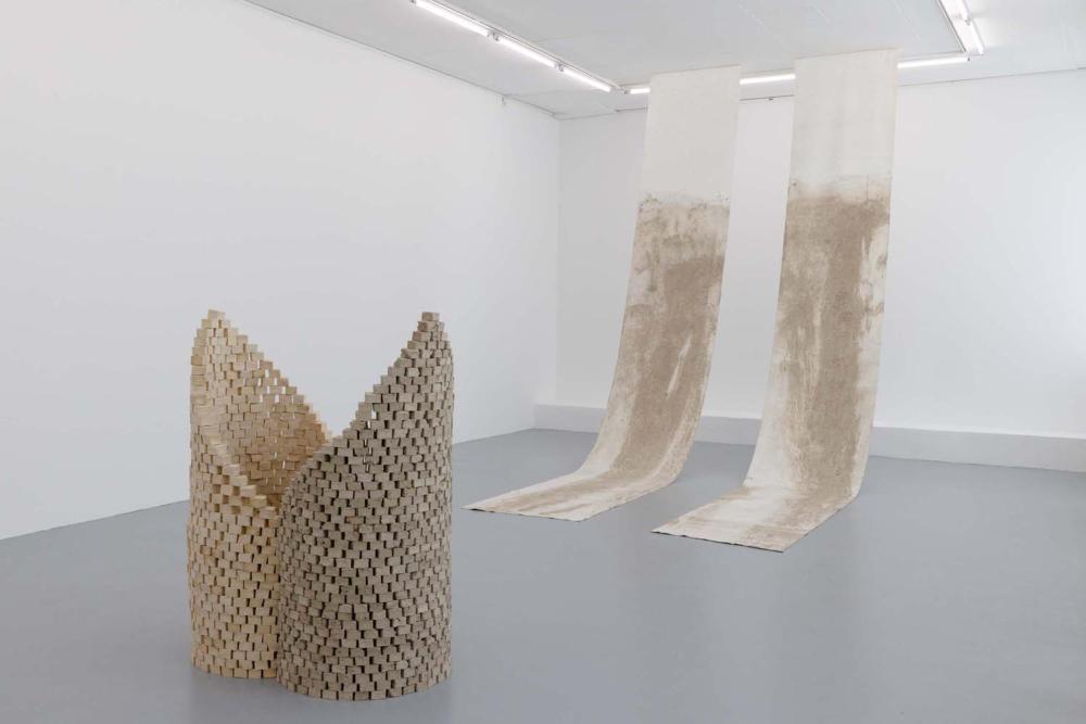 Ella Littwitz, A High Degree of Certainty and The curse and the blessing (or region bounded by two functions), 2020 and 2021, installation view basis e.V., 2023, Courtesy the artist and alexander levy, Berlin, photo: Bernd Euring