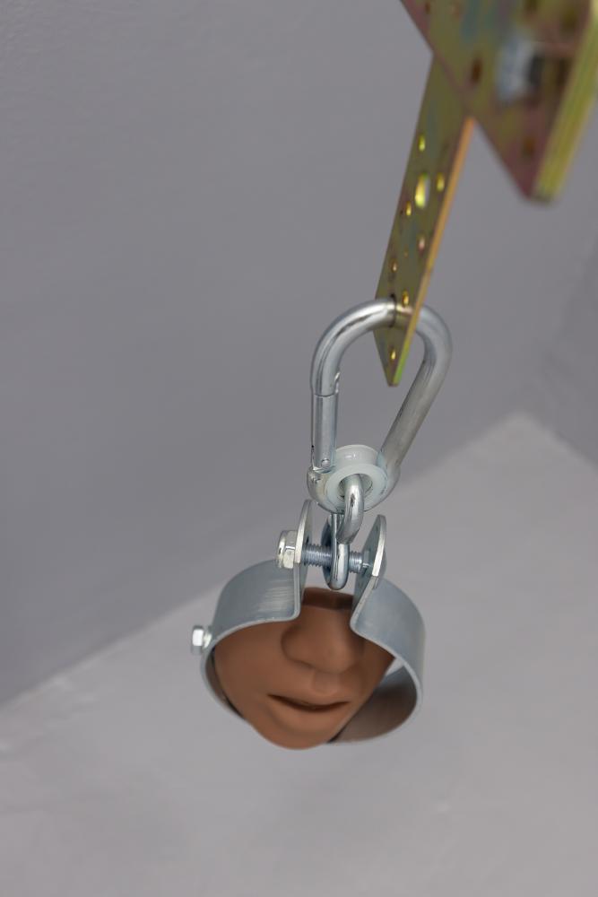 Kenny Dunkan, BELIEVE, THEY SAID!, 2020, (detail)  metal, pvc, 45 x 15 x 12 cm © basis e.V., photo: Bernd Euring