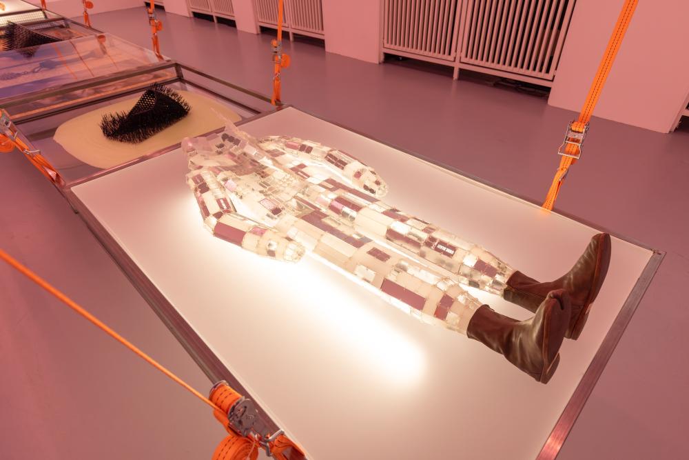 Kenny Dunkan, CARBET, 2019 / 2024, (detail), print on fabric, 500 x 153 cm  © basis e.V., photo: Bernd Euring