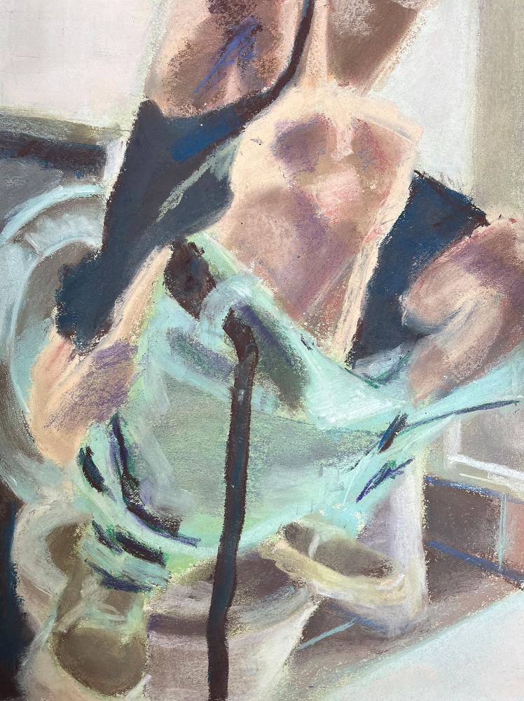 Villö Juhasz, Morning yoga in Serbia, 2022, 30x40 cm, pastel, paper, courtesy: the artist