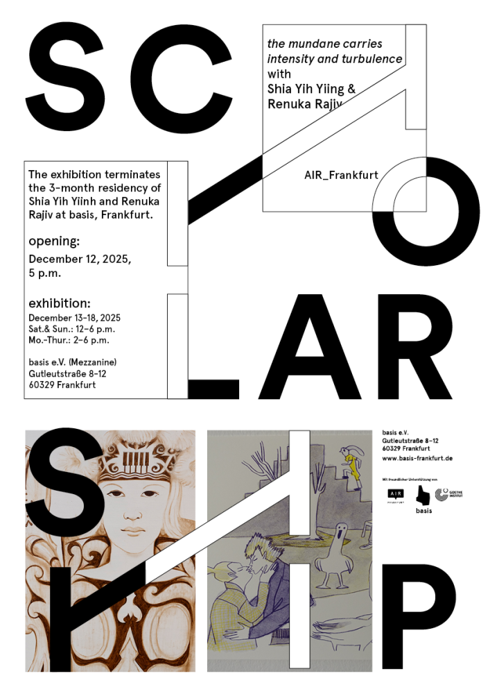 Poster, mundane carries intensity and turbulence, Shia Yih Yiing, Renuka Rajiv, 2025, © basis e.V.